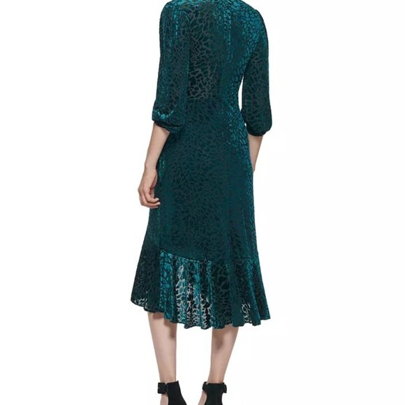 Calvin Klein Petite Animal-Print Velvet Burnout Dress - Picture 2 of 3